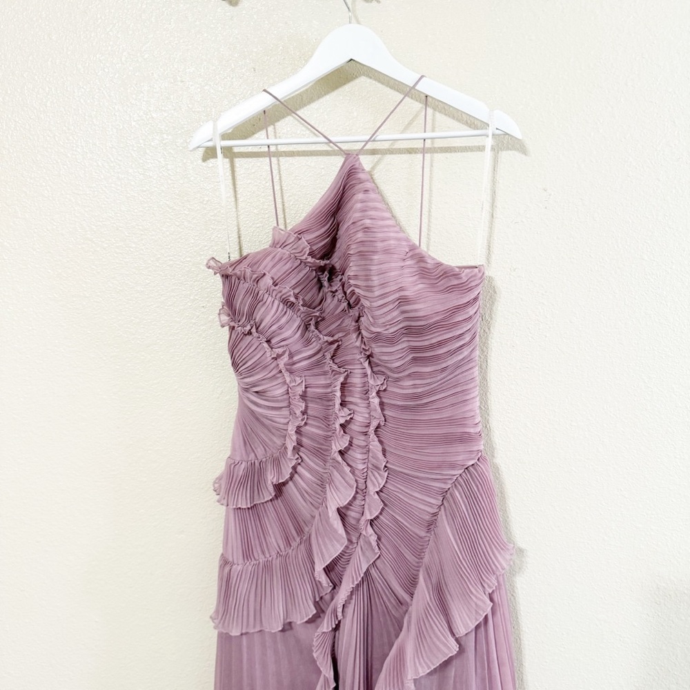 AMUR Lorelie Halter Pleated Rosette Side Gown in Water Hyacinth Viral size 8 US - Picture 14 of 14